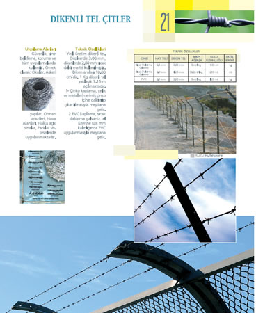 Dikenli tel teknik katalog sayfası